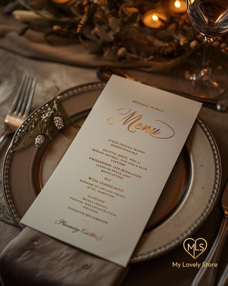 A restaurant's printed menu card on a table setting
