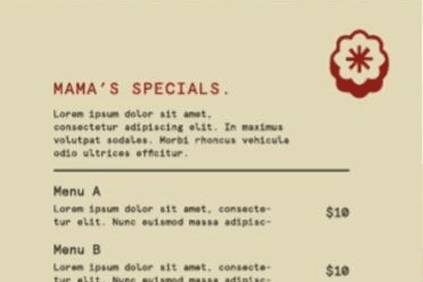 Takeaway Insert Menu Design